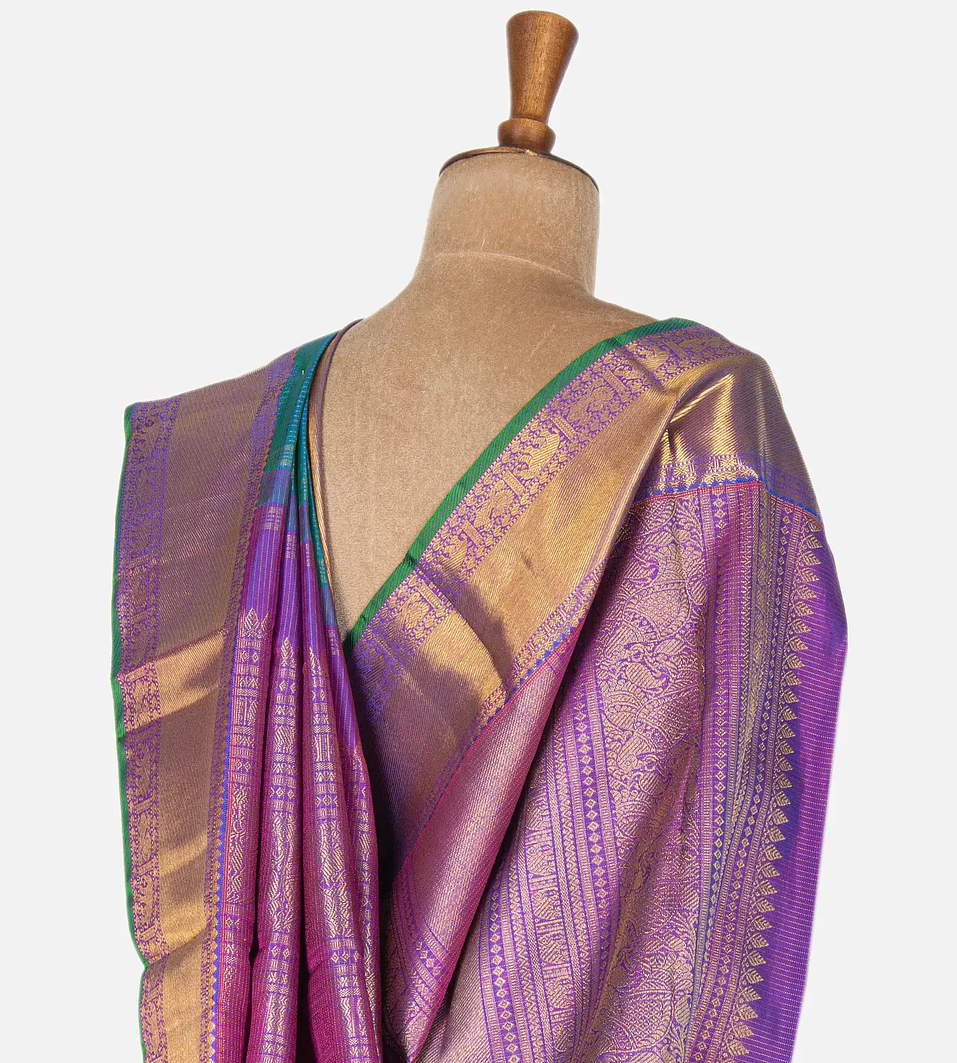 Peacock Blue Kanchipuram Silk Saree3