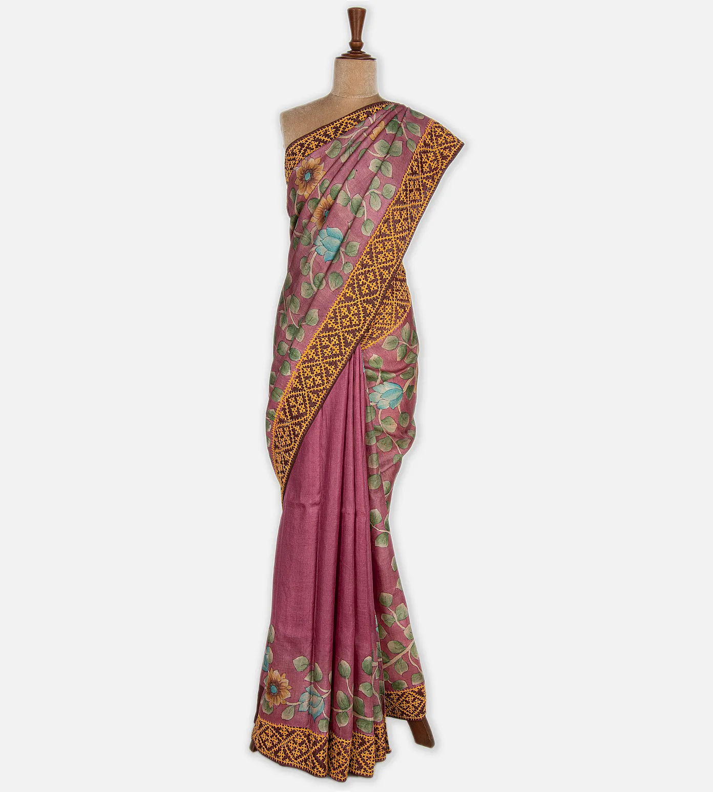 Pink Tussar Kalamkari Saree2