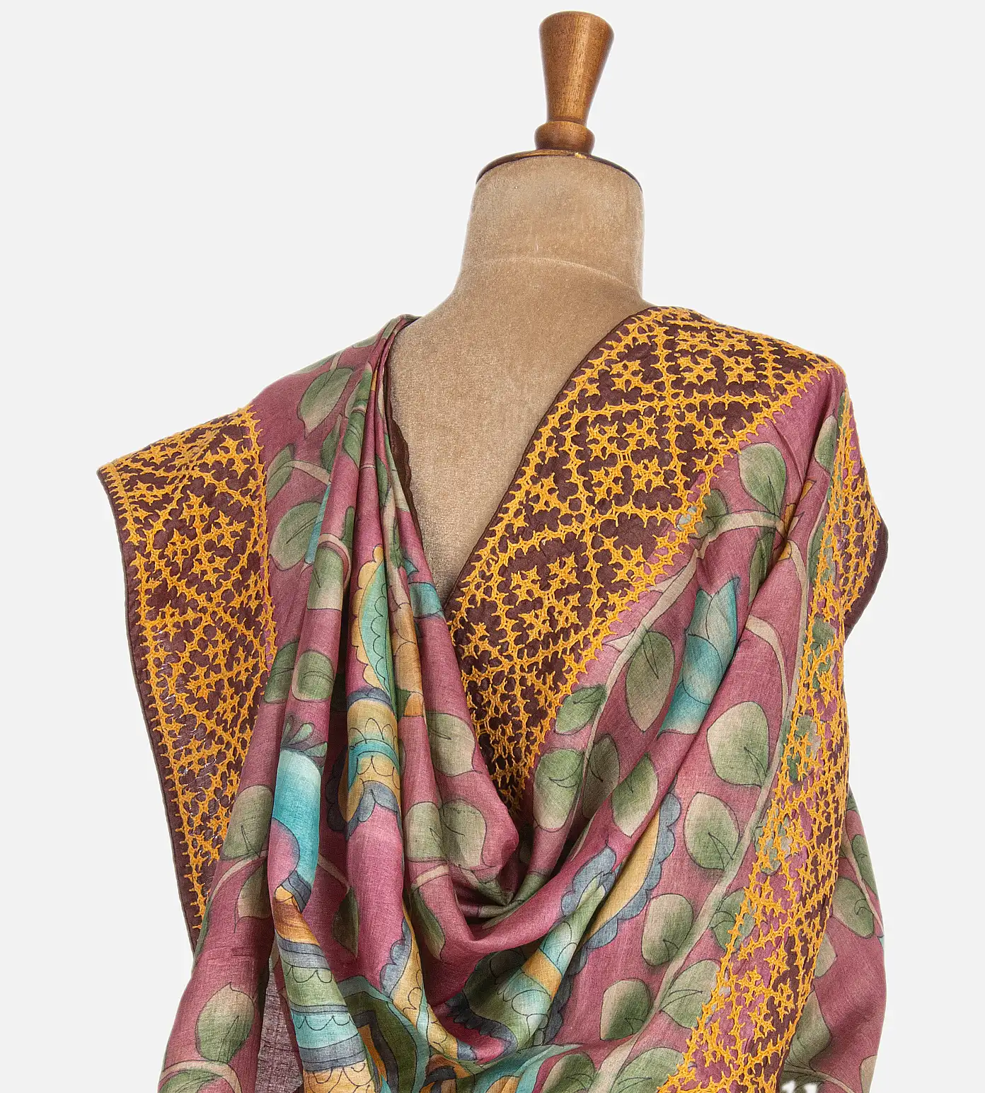 Pink Tussar Kalamkari Saree3