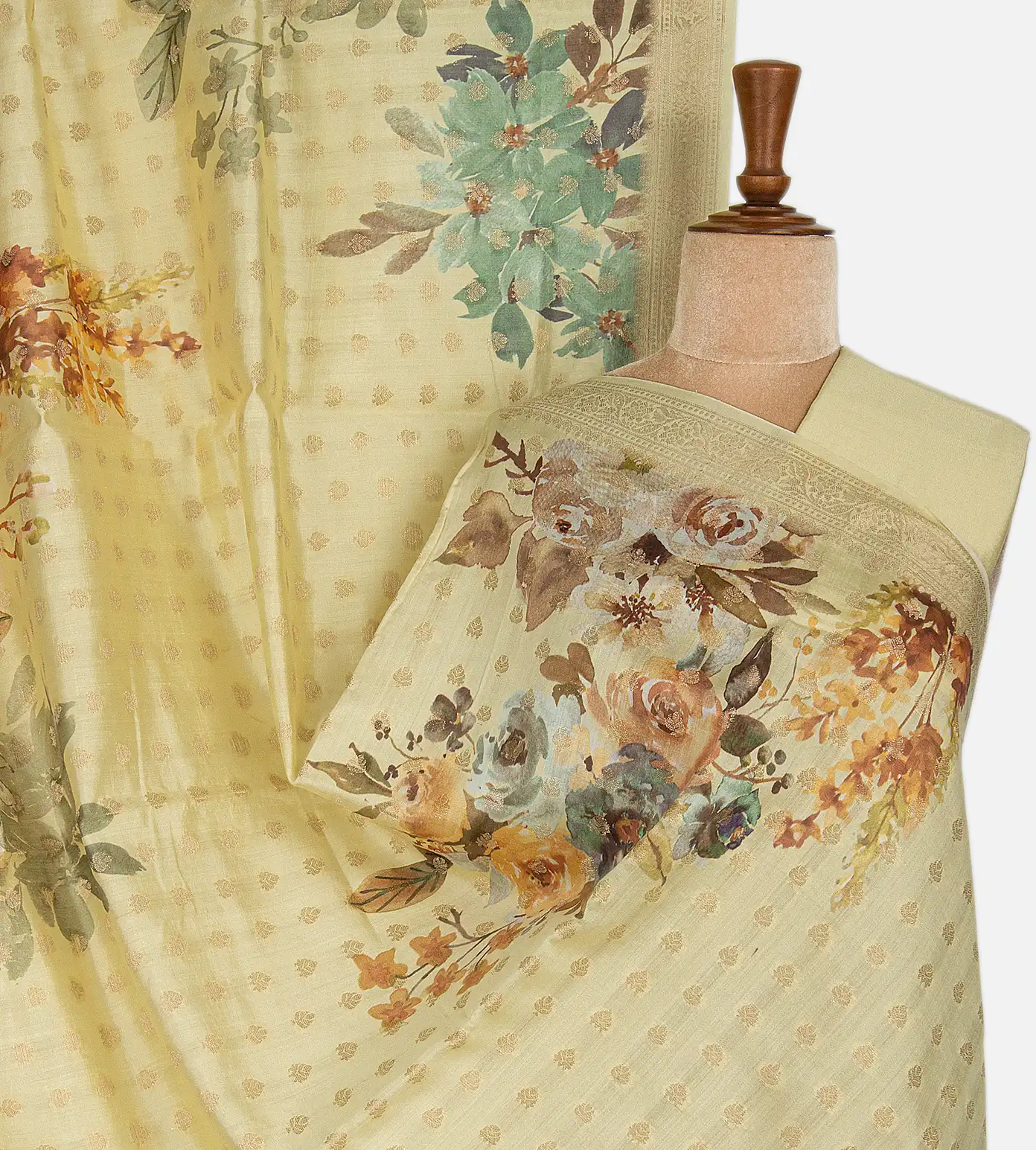 Light Yellow Chaniya Silk Saree1