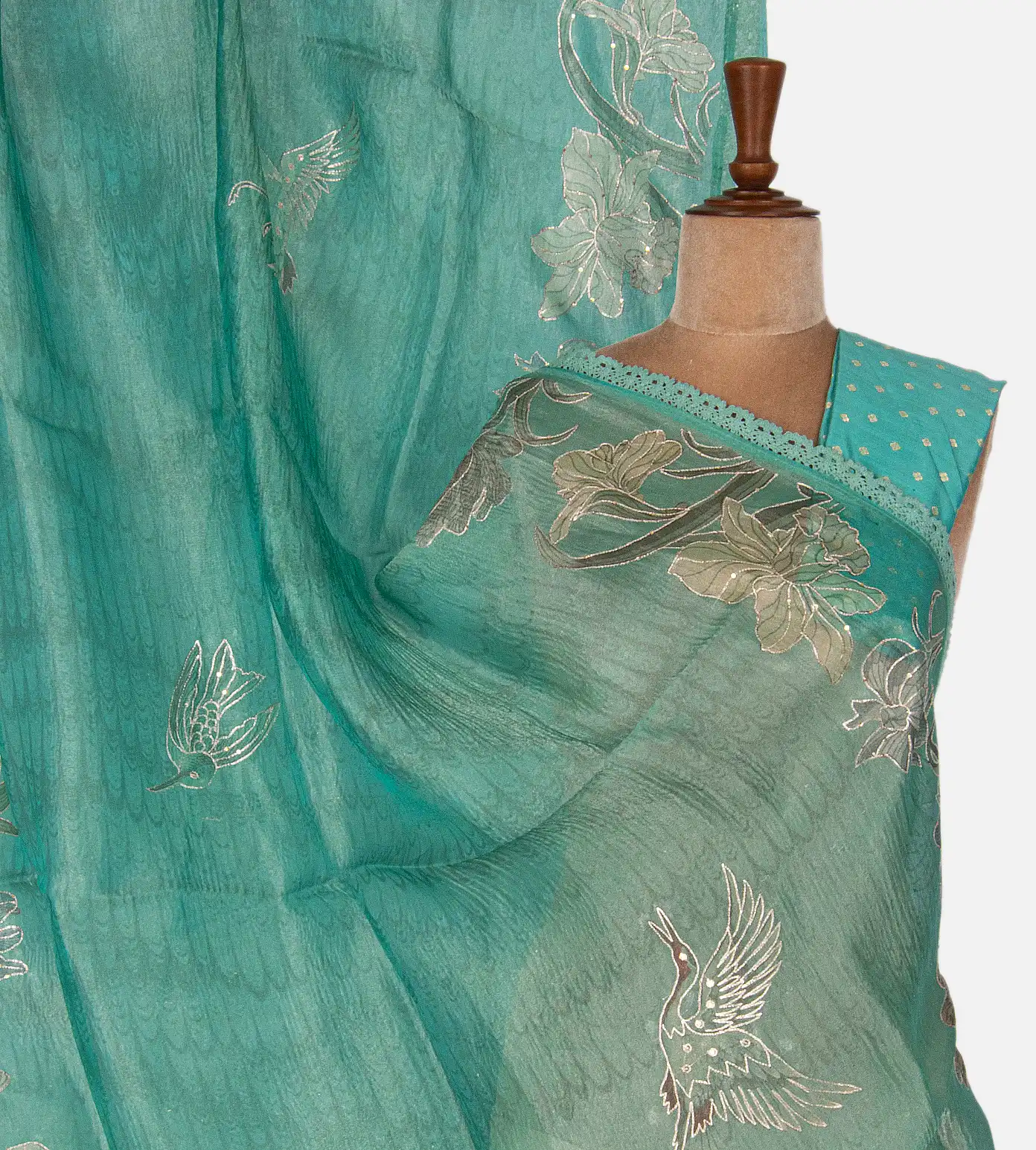 Sea Green Organza Saree1