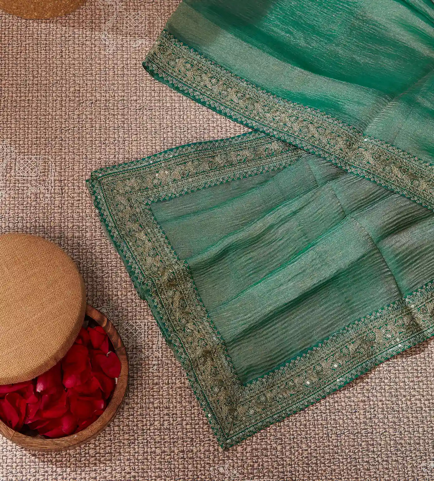 Green Organza Saree2