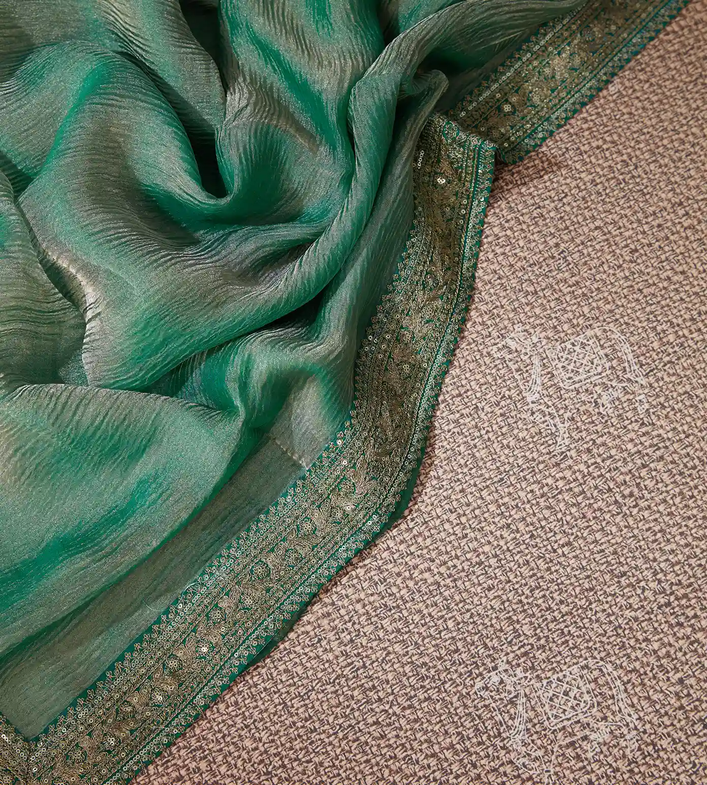 Green Organza Saree3