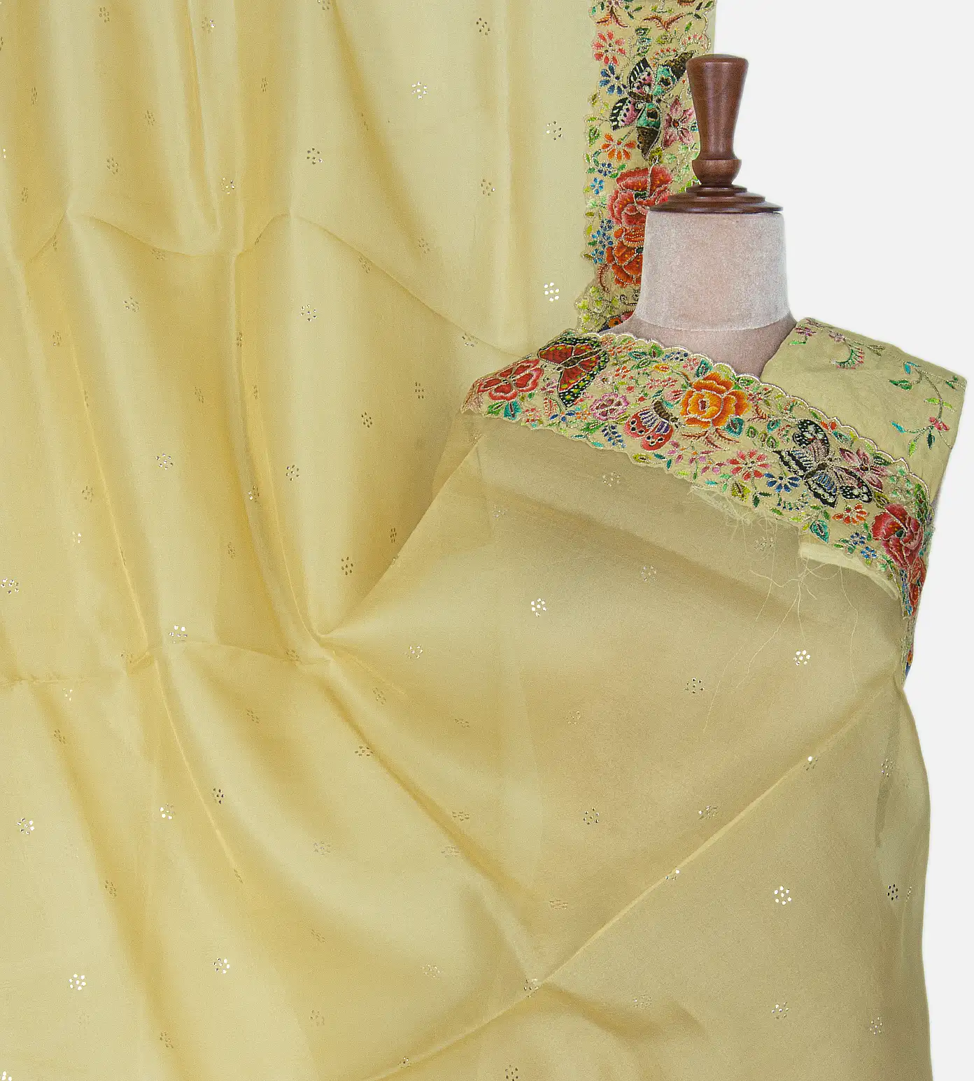 Pastel Yellow Organza Saree1