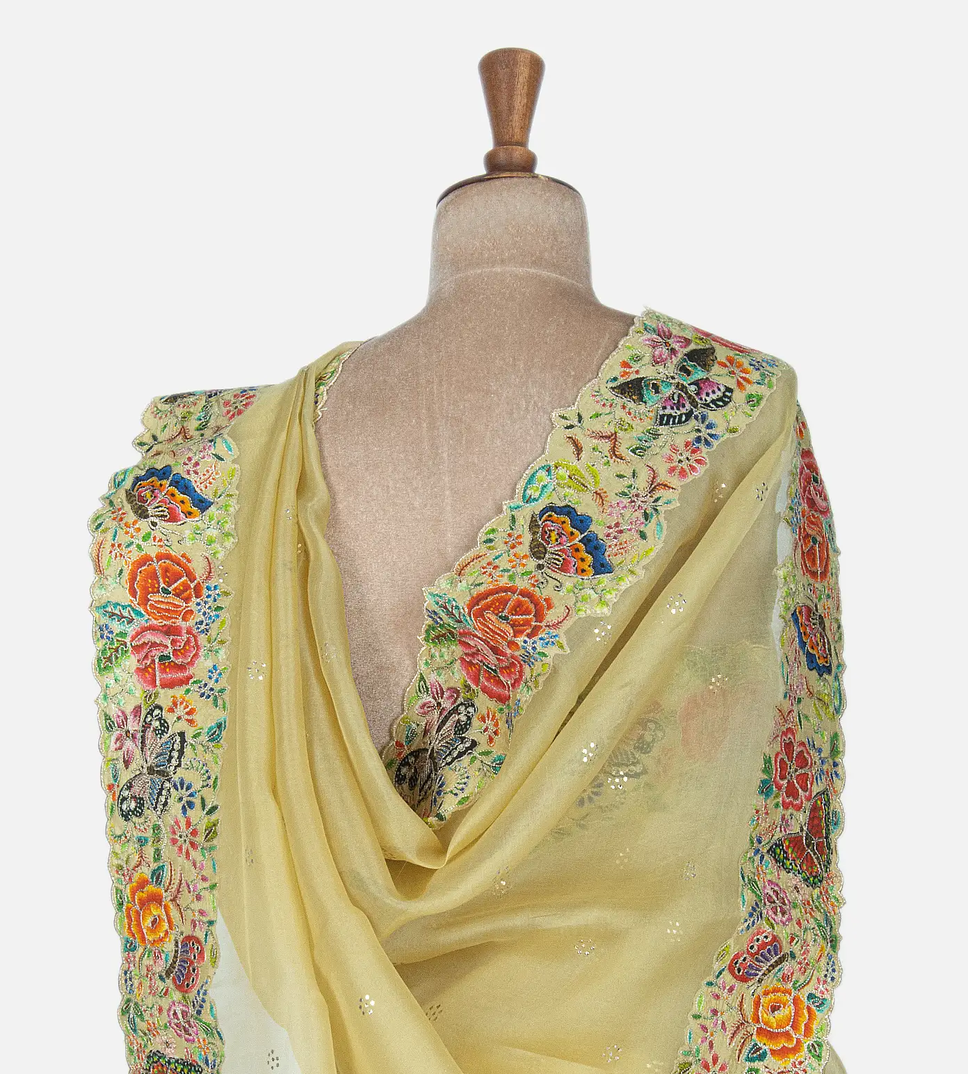Pastel Yellow Organza Saree3