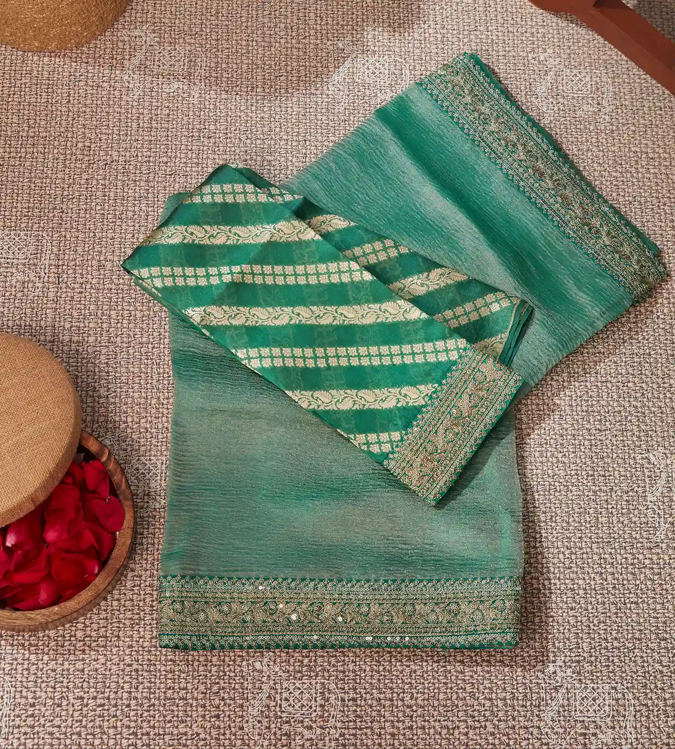 Green Organza Saree1