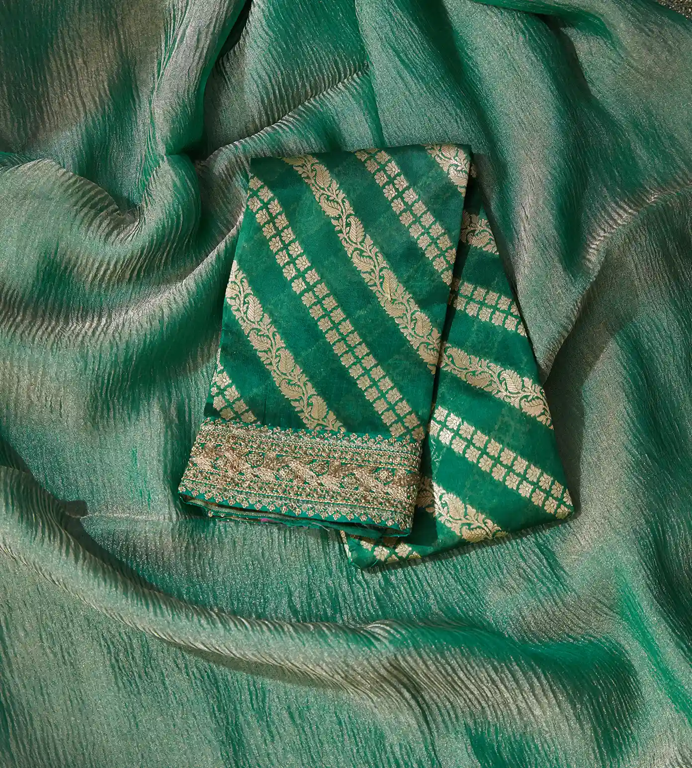 Green Organza Saree4