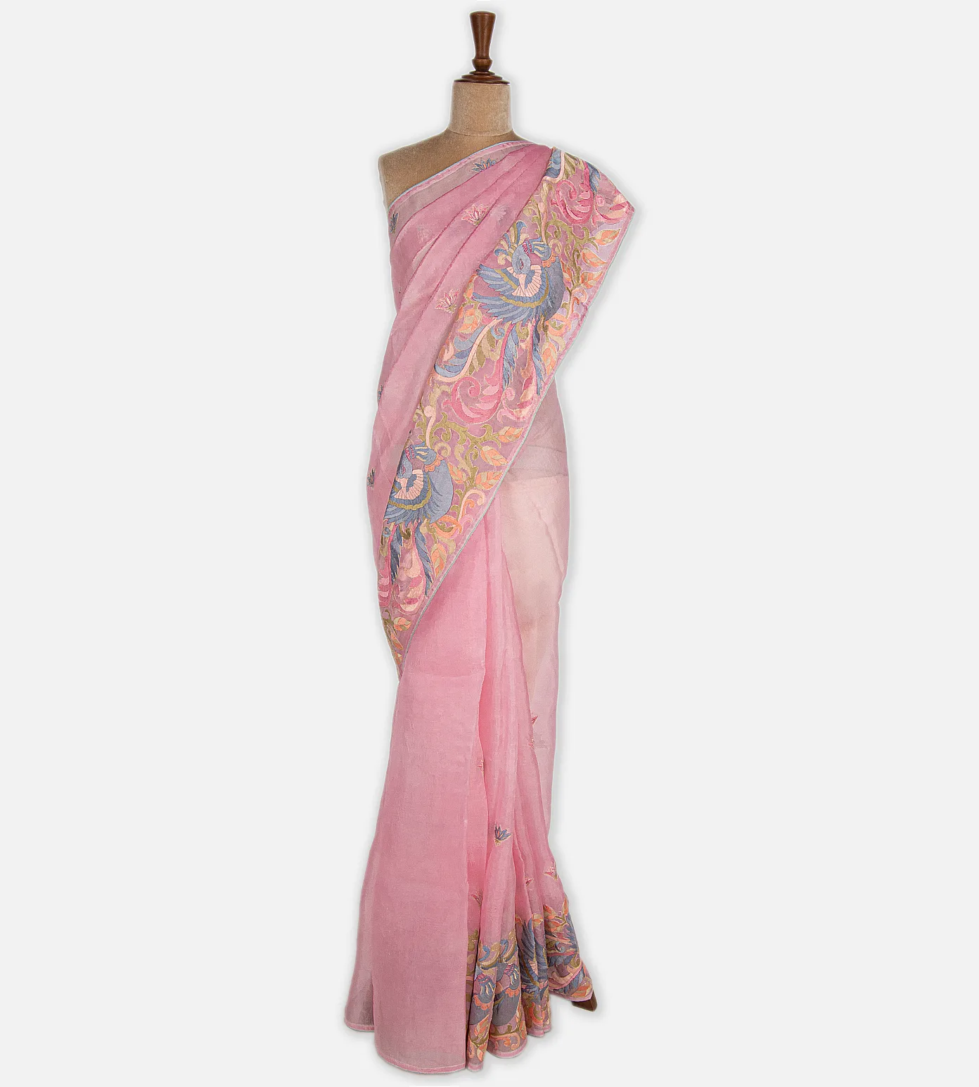 Light Pink Organza Embroidery Saree2