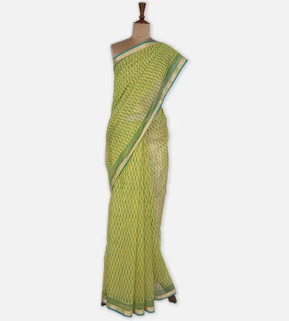 Lime Yellow Maheshwari Cotton Saree2