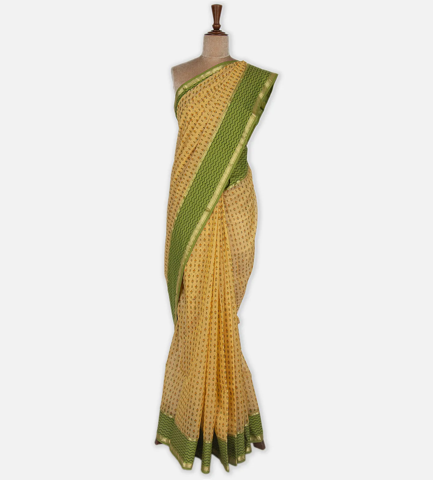 Yellow Maheshwari Cotton Saree2