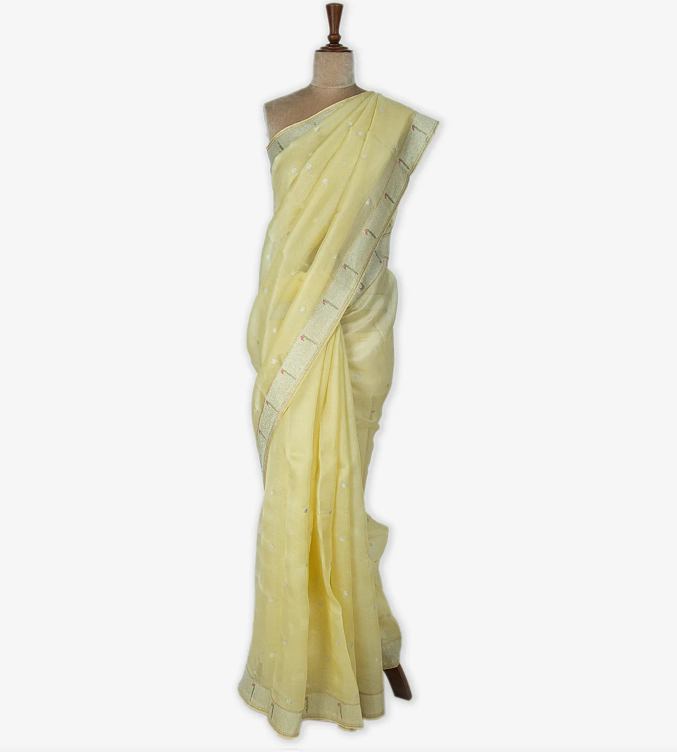 Yellow Organza Embroidery Saree2
