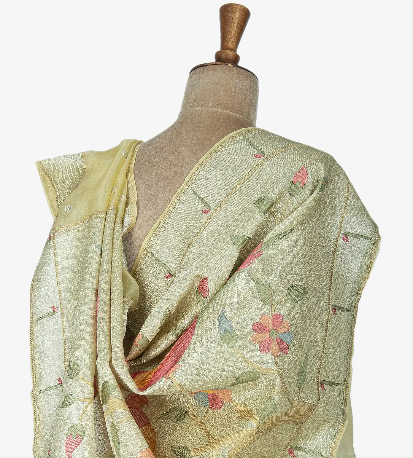 Yellow Organza Embroidery Saree3