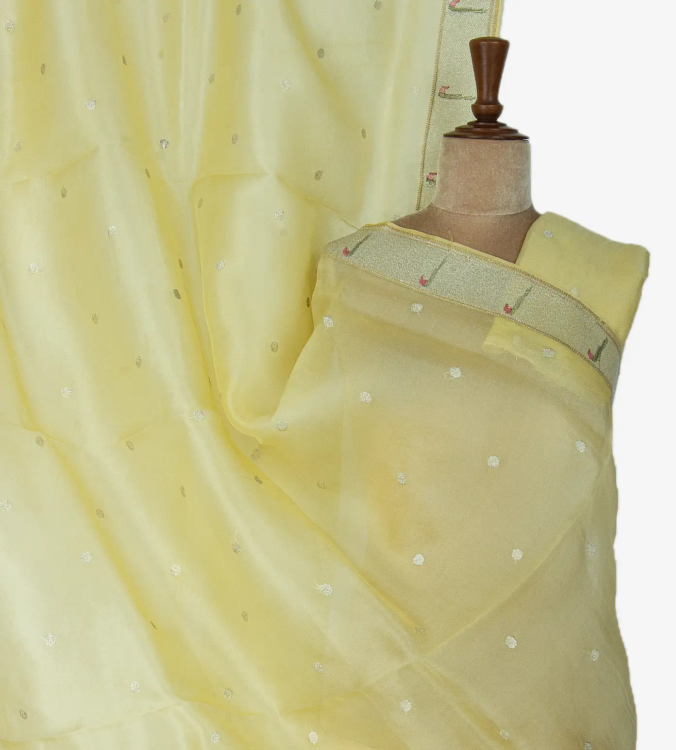 Yellow Organza Embroidery Saree1