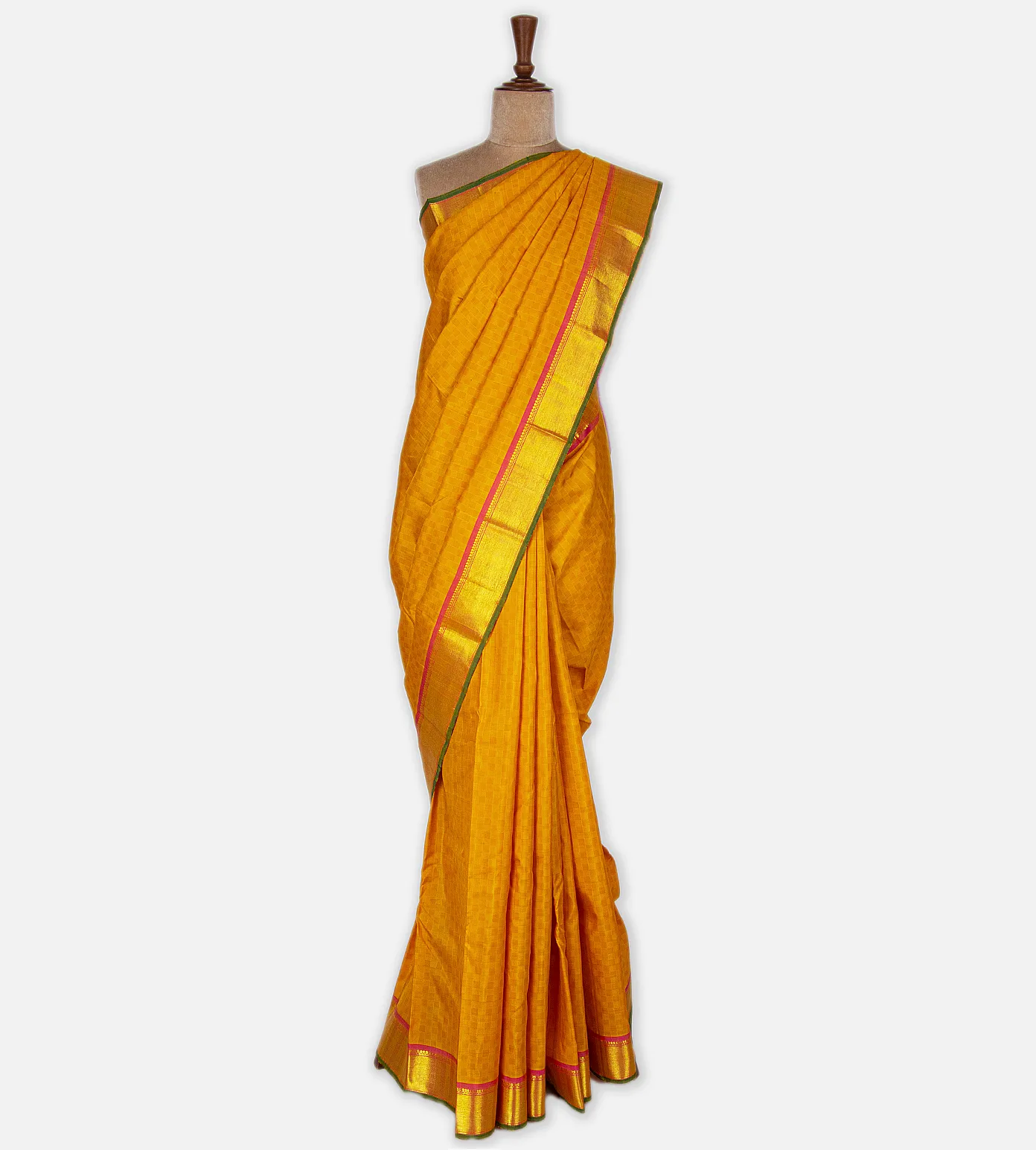 Tangerine Yellow Kanchipuram Silk Saree2