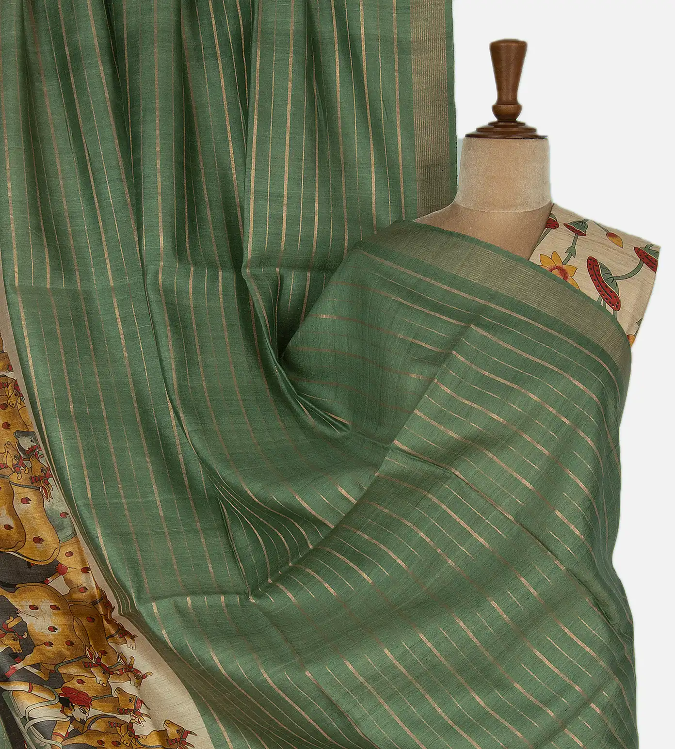 Green Tussar Saree1