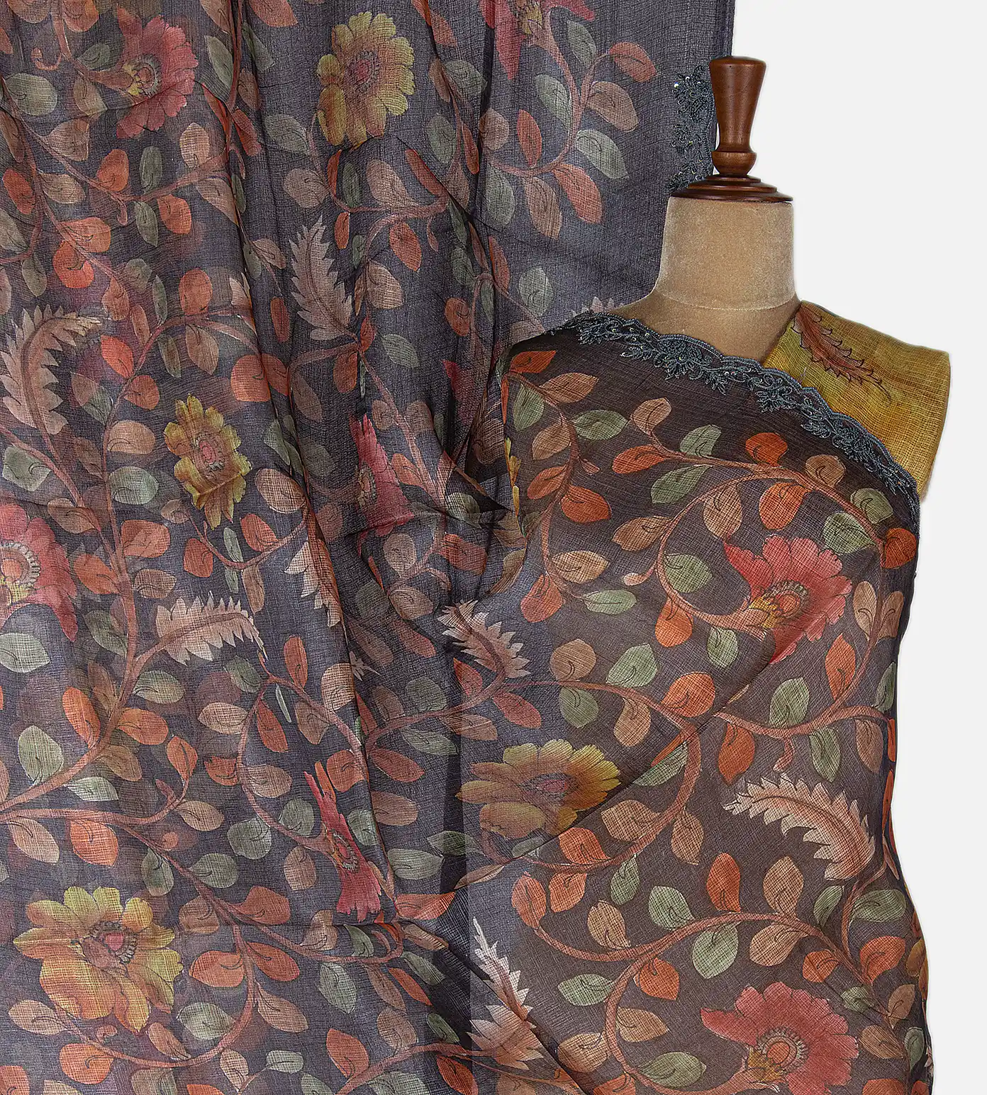 Elephant Grey Kota Silk Saree1