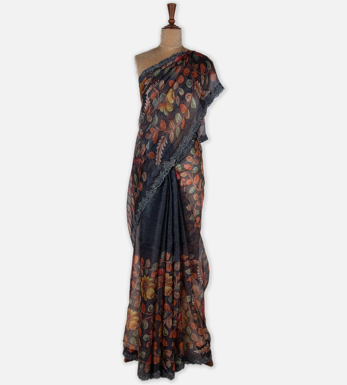 Elephant Grey Kota Silk Saree2