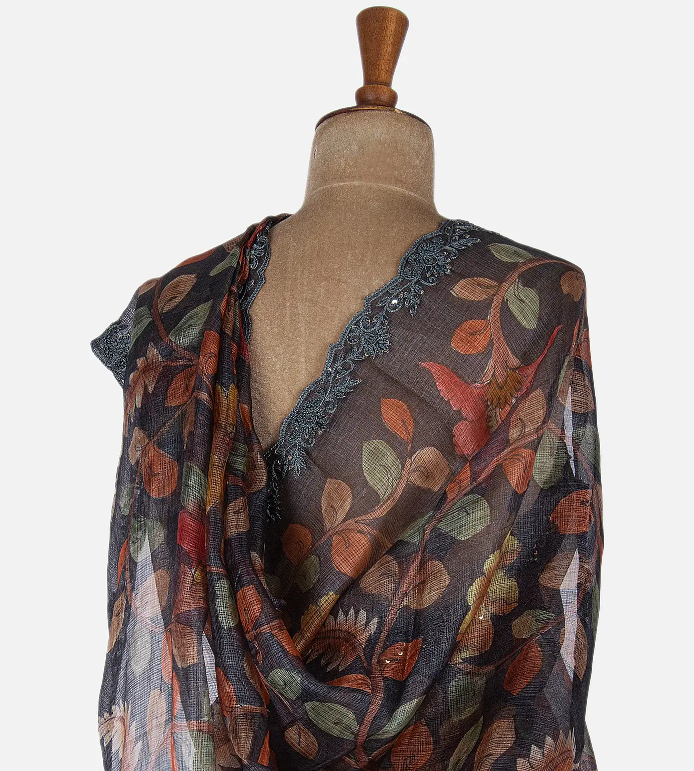 Elephant Grey Kota Silk Saree3
