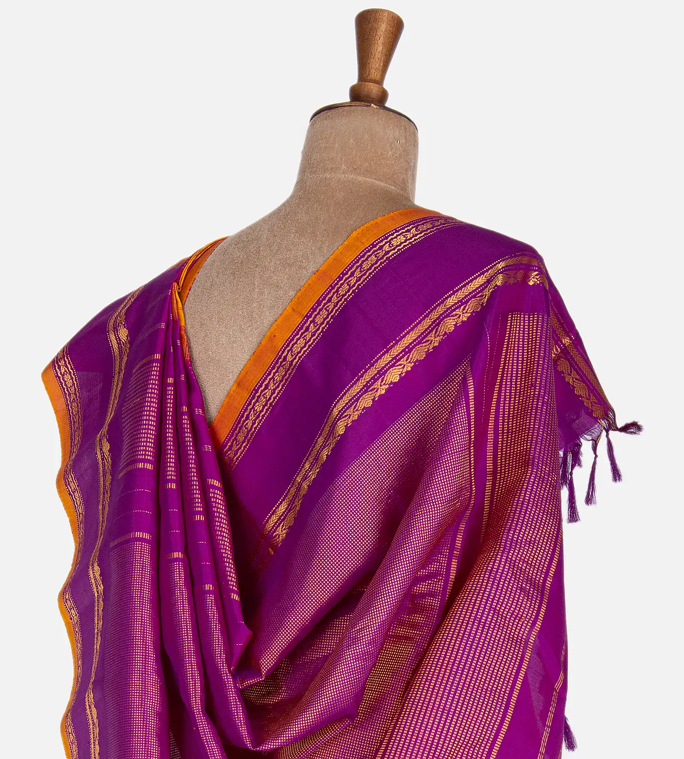 Tangerine Yellow Gadwal Silk Saree3
