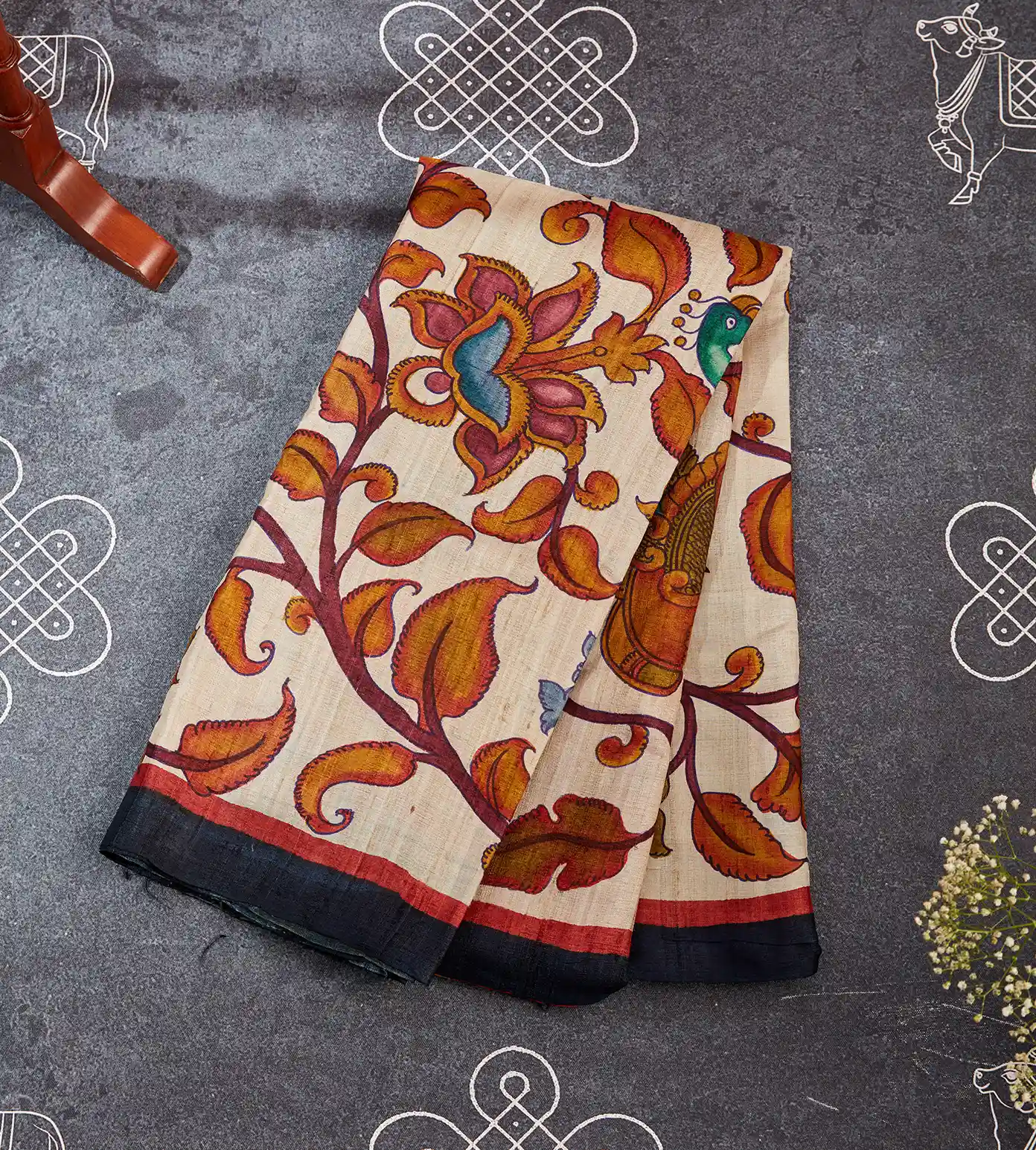 off-white-tussar-saree-b1046449-a