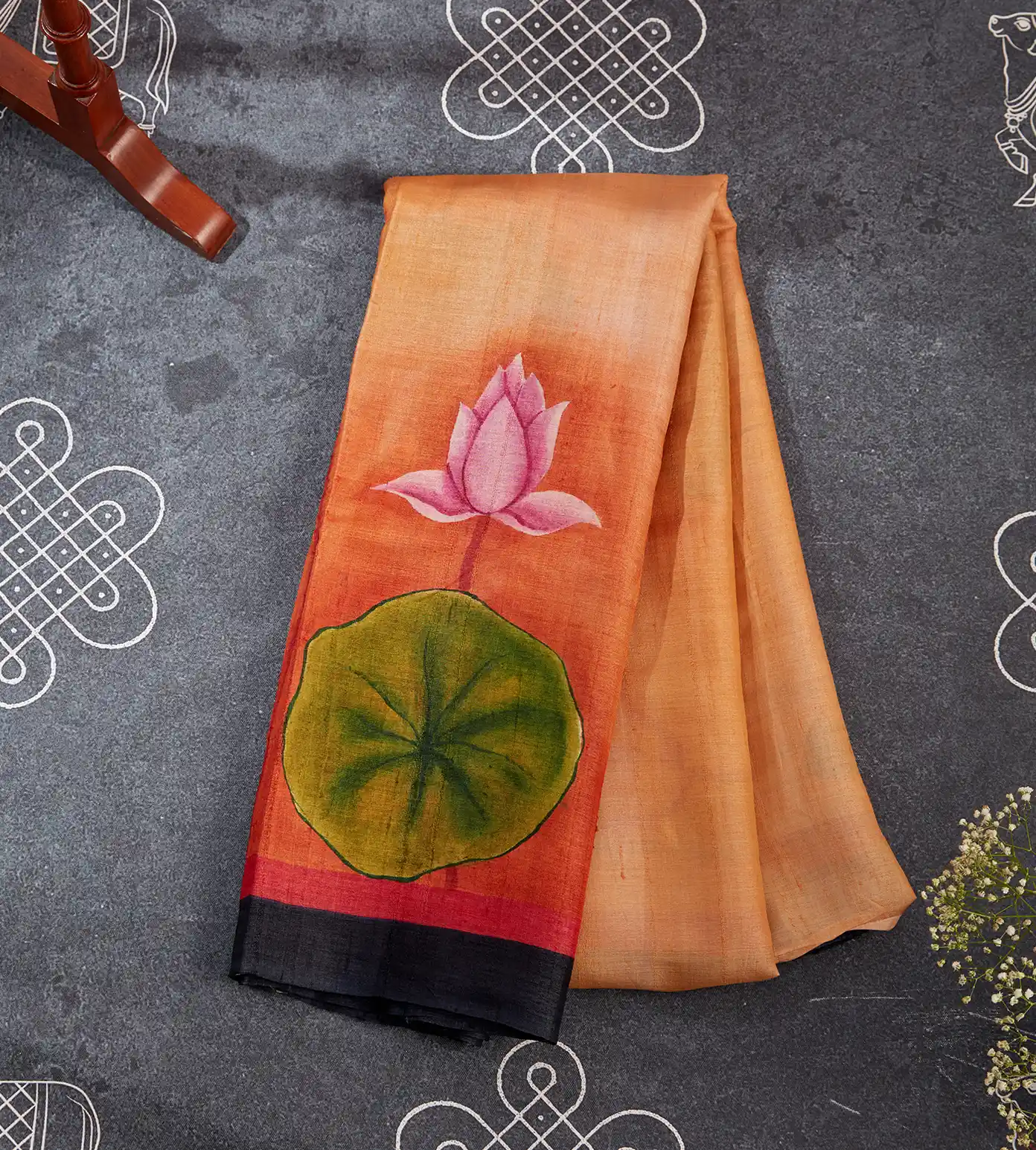 Peach Tussar Saree1
