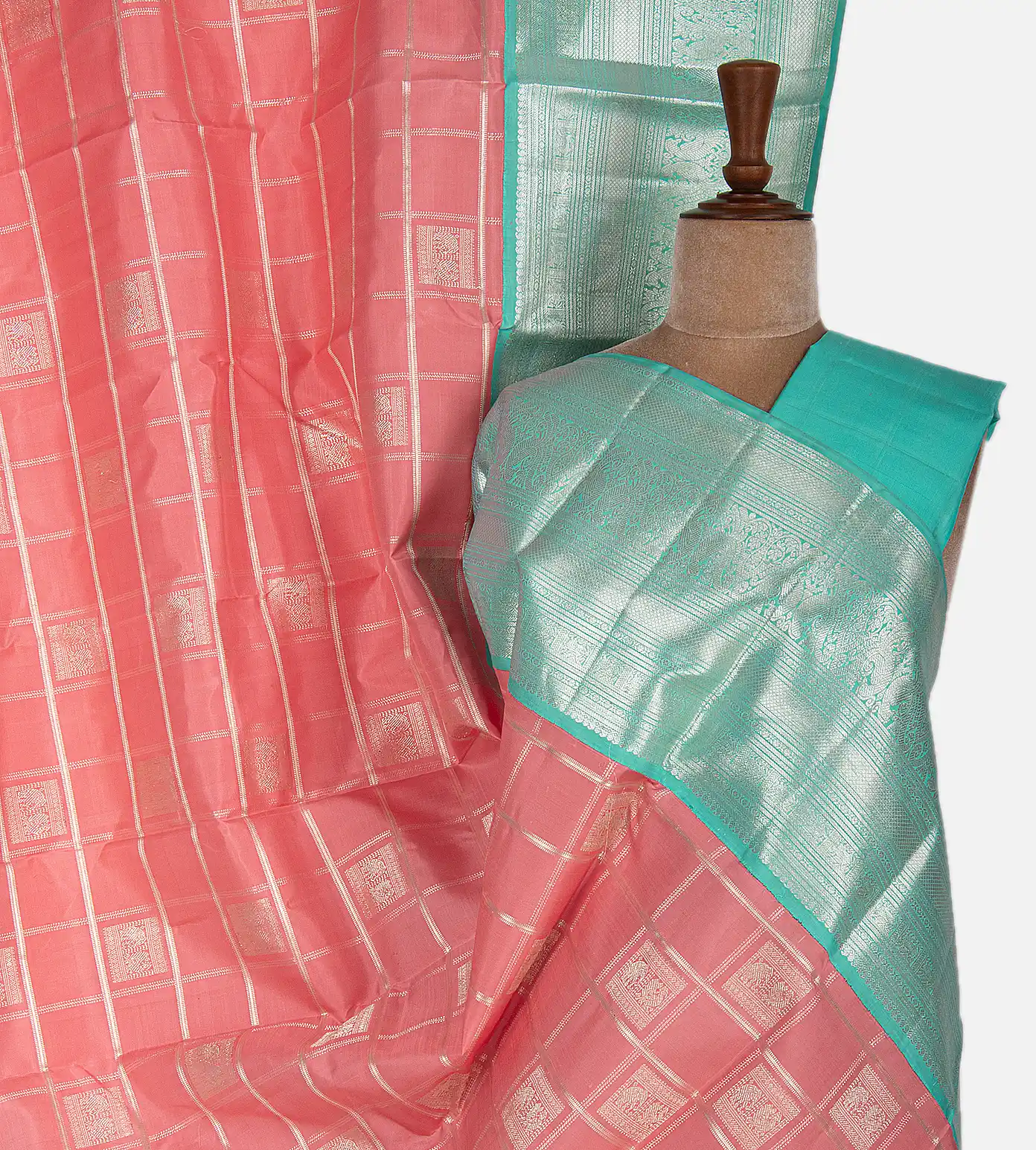 Salmon Pink Kanchipuram Silk Saree1