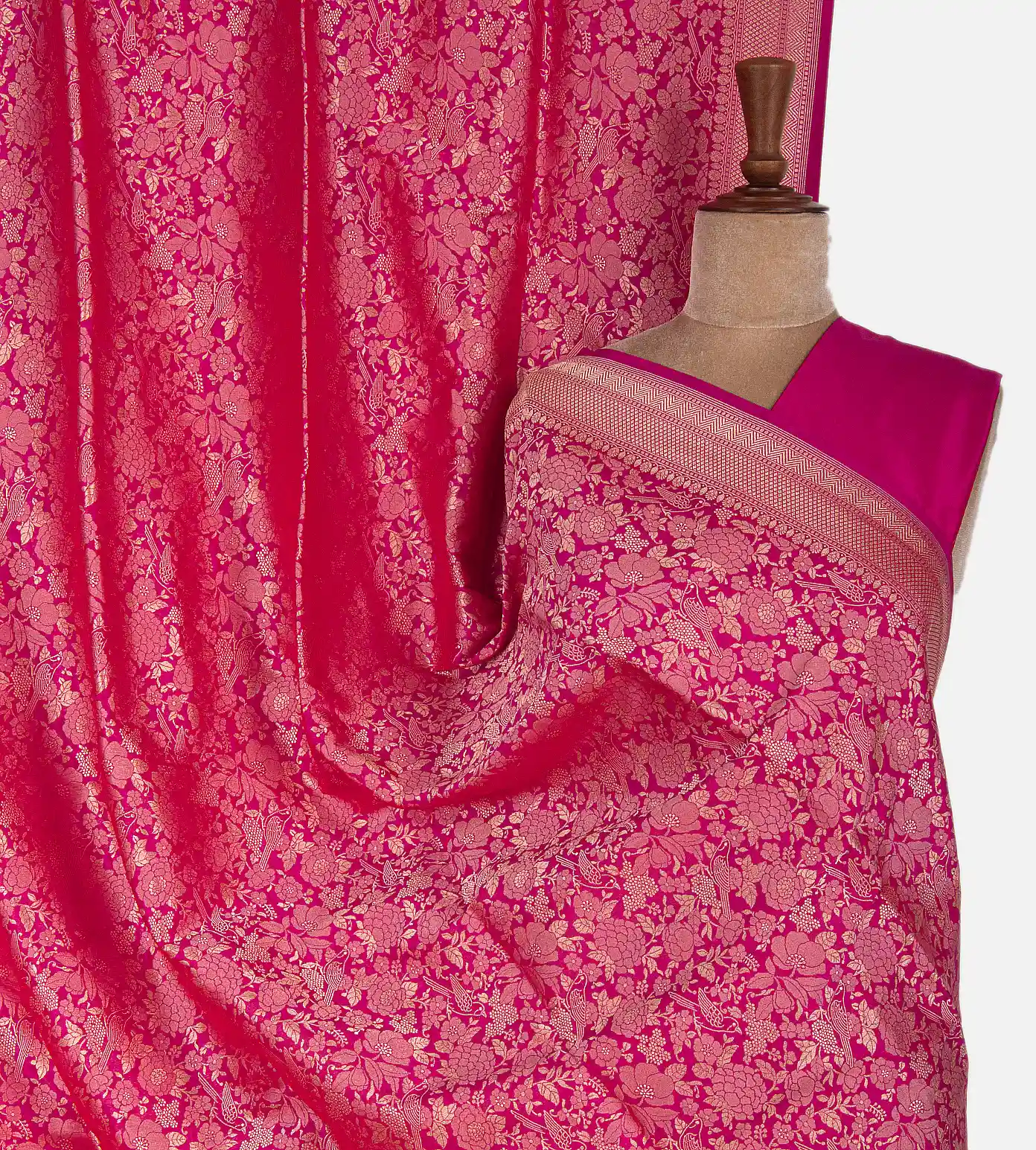 Fuschia Pink Banarasi Silk Saree1