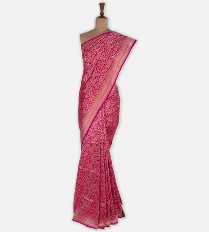 Fuschia Pink Banarasi Silk Saree2