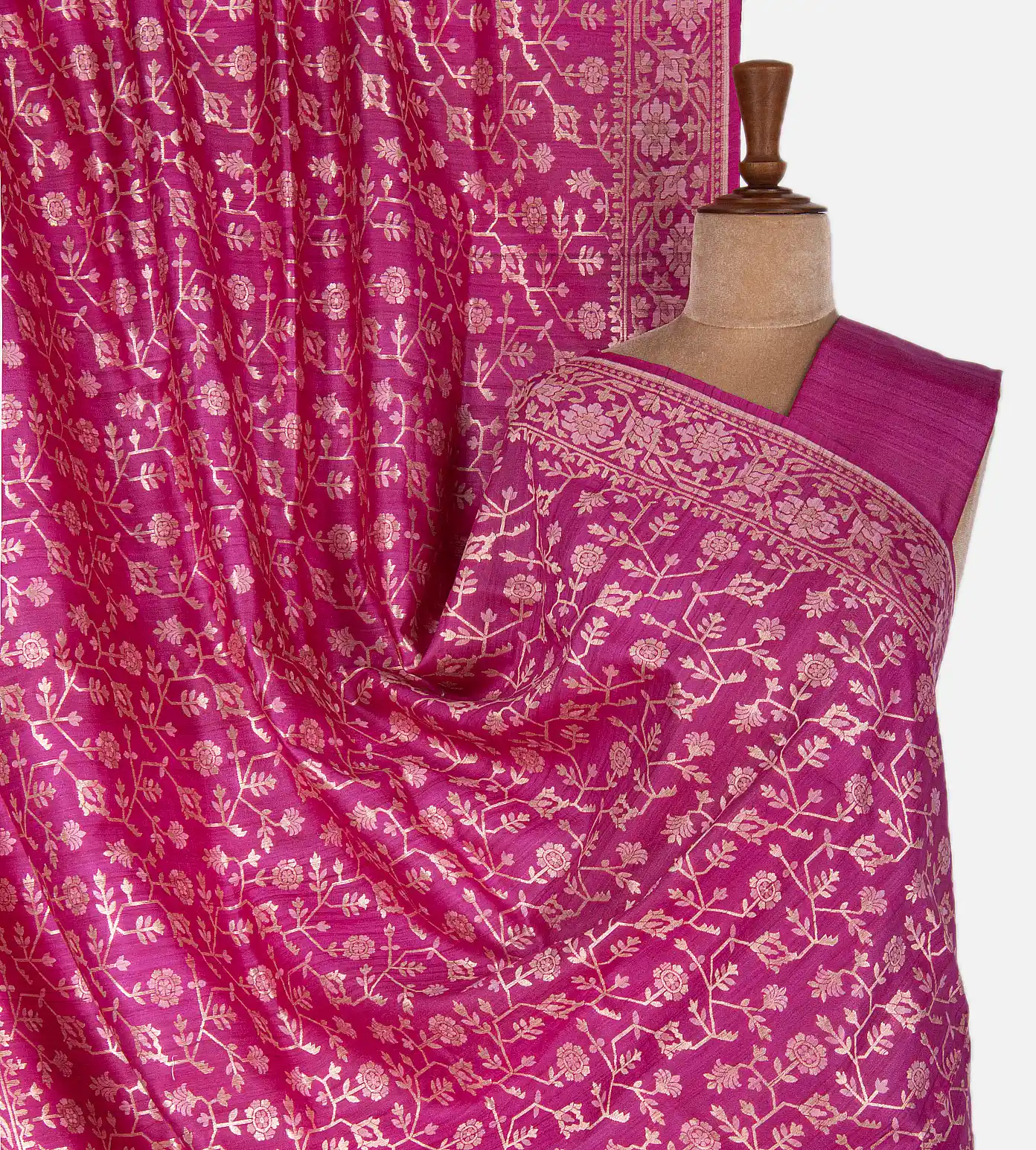 Pink Banarasi Tussar Saree1