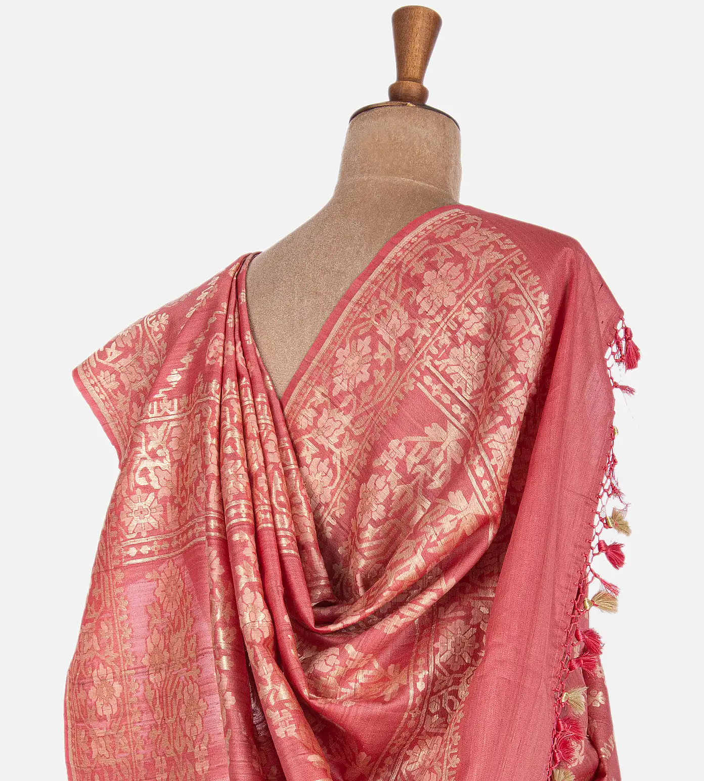 Salmon Pink Banarasi Tussar Saree3