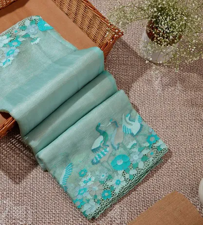 Light Blue Organza Saree2