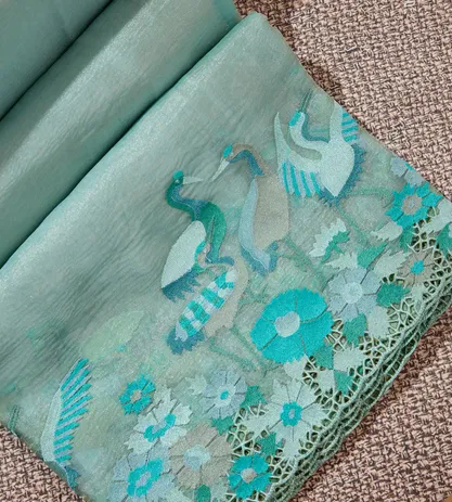 Light Blue Organza Saree5