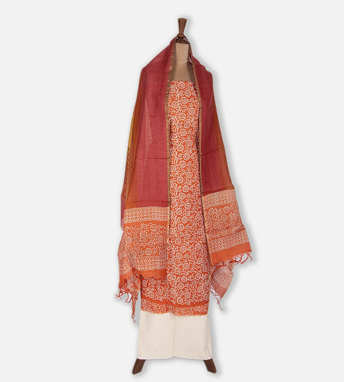 Rust Red Tussar Salwar3