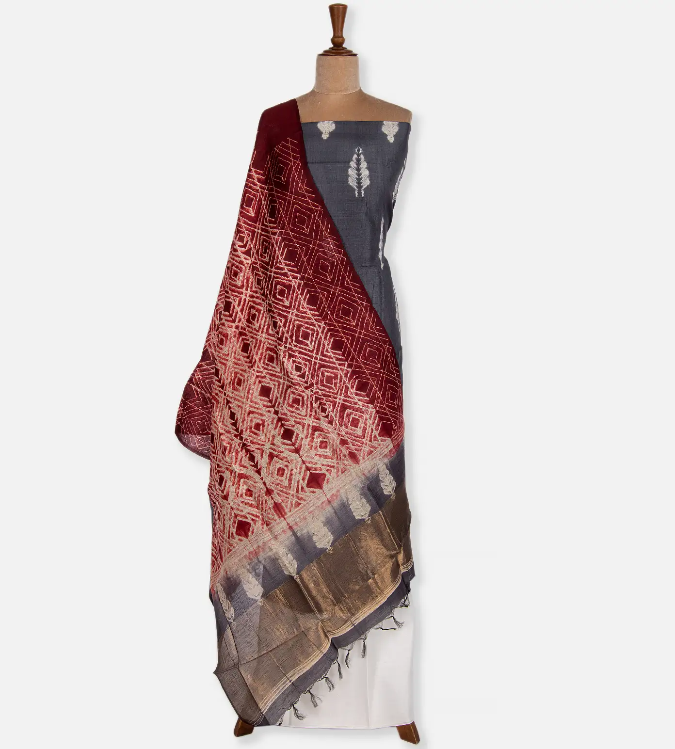 Grey Shibori Tussar Salwar2