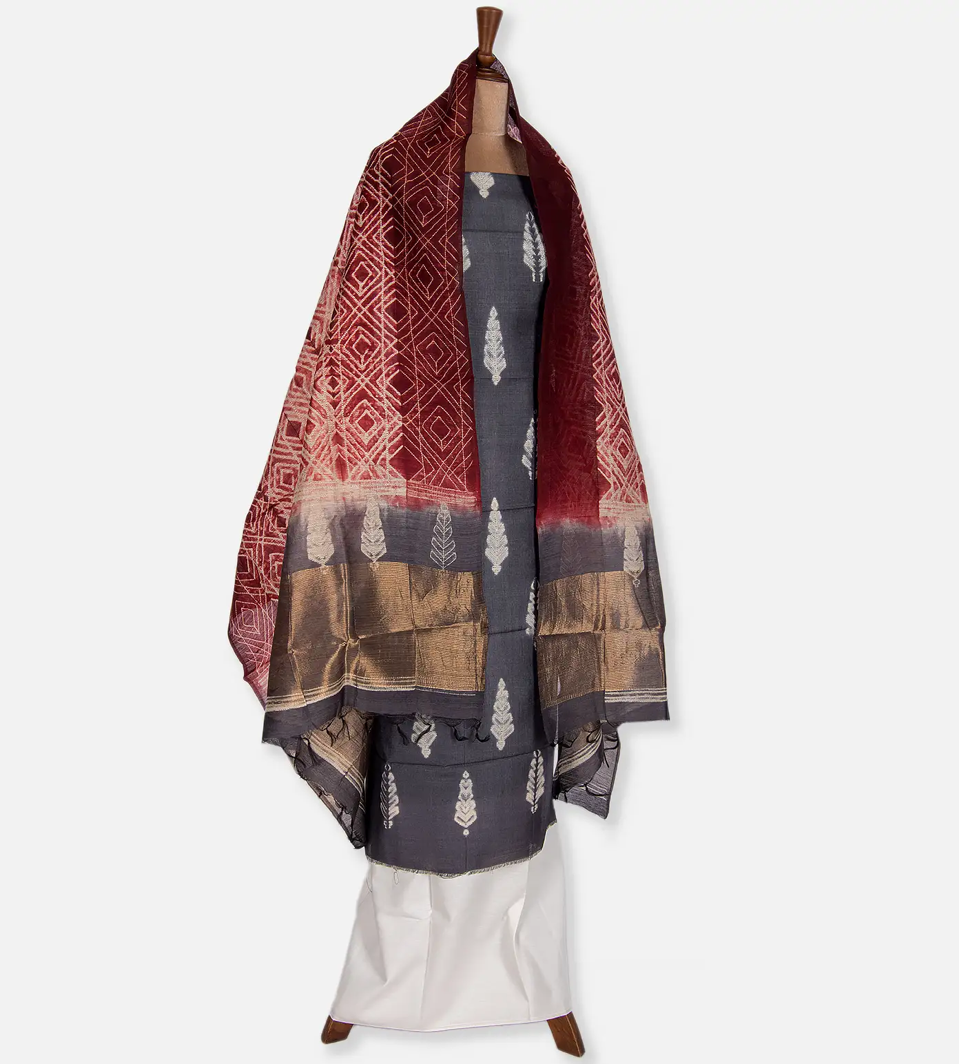 Grey Shibori Tussar Salwar3