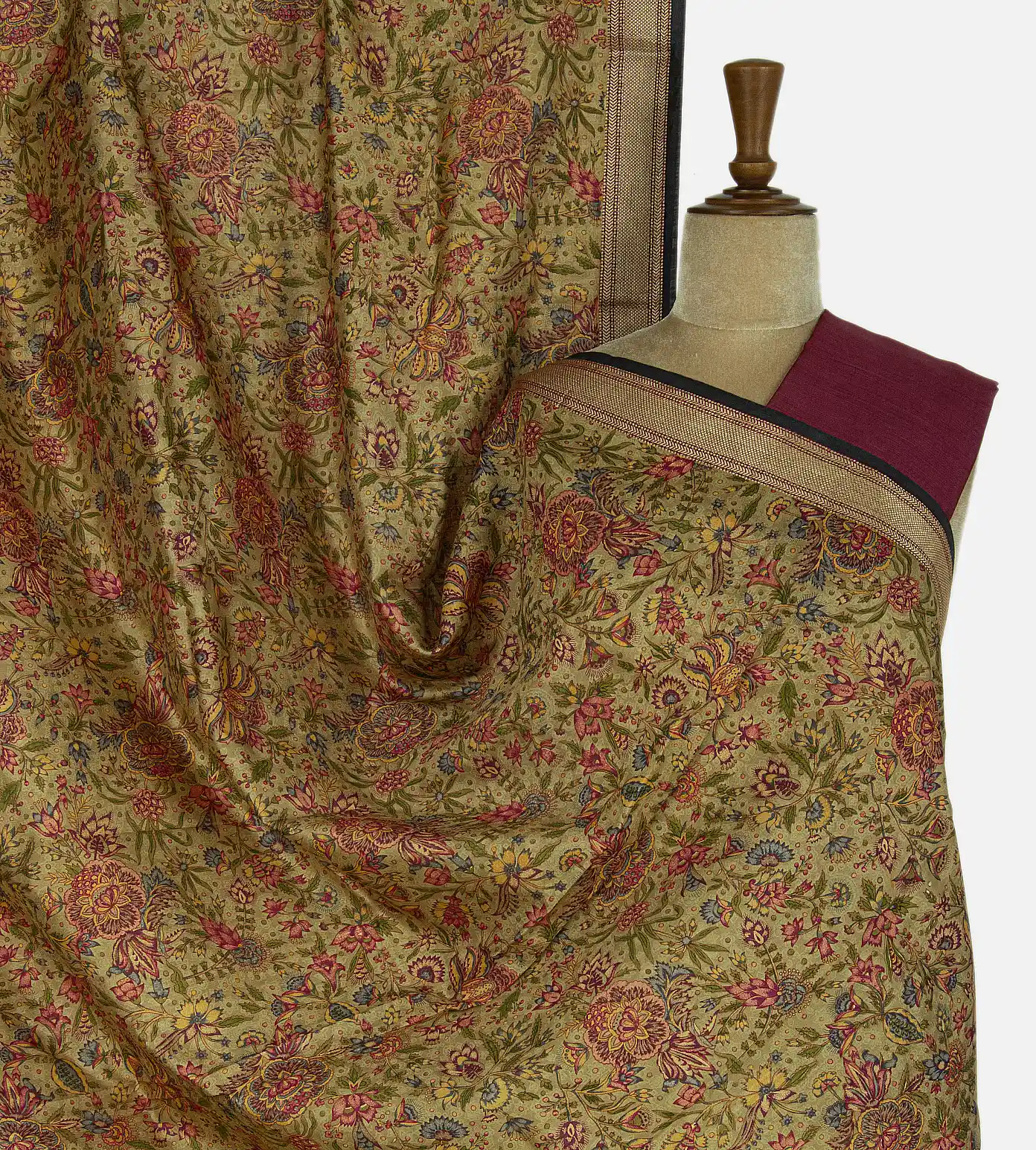 Olive Green Chaniya Silk Saree1