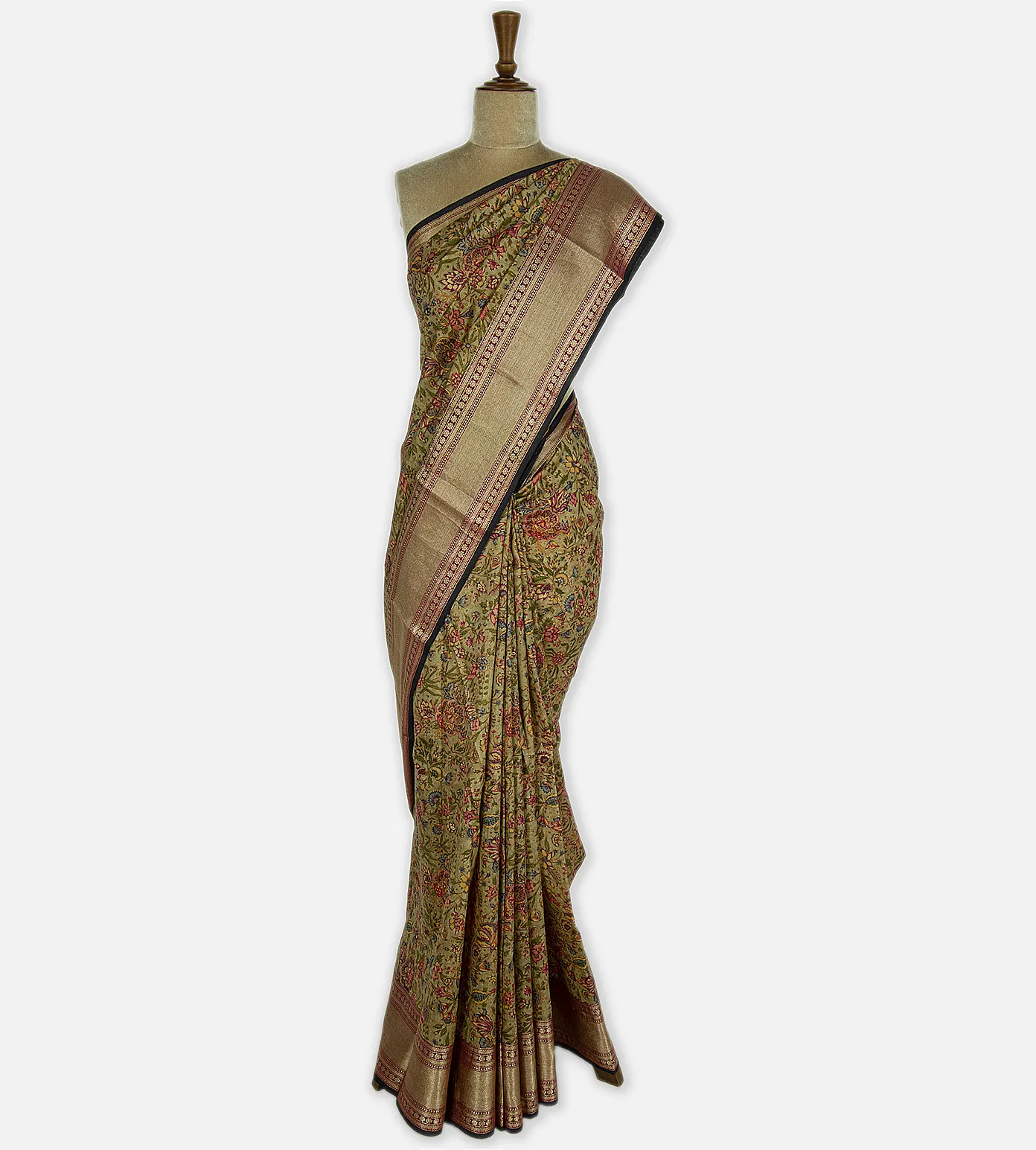 Olive Green Chaniya Silk Saree2