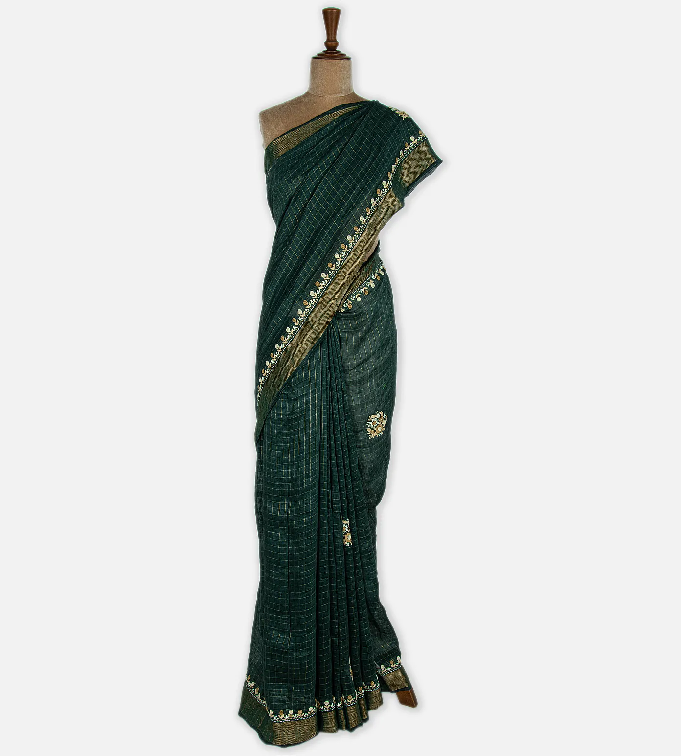 emerald-green-linen-saree-b1249609-b