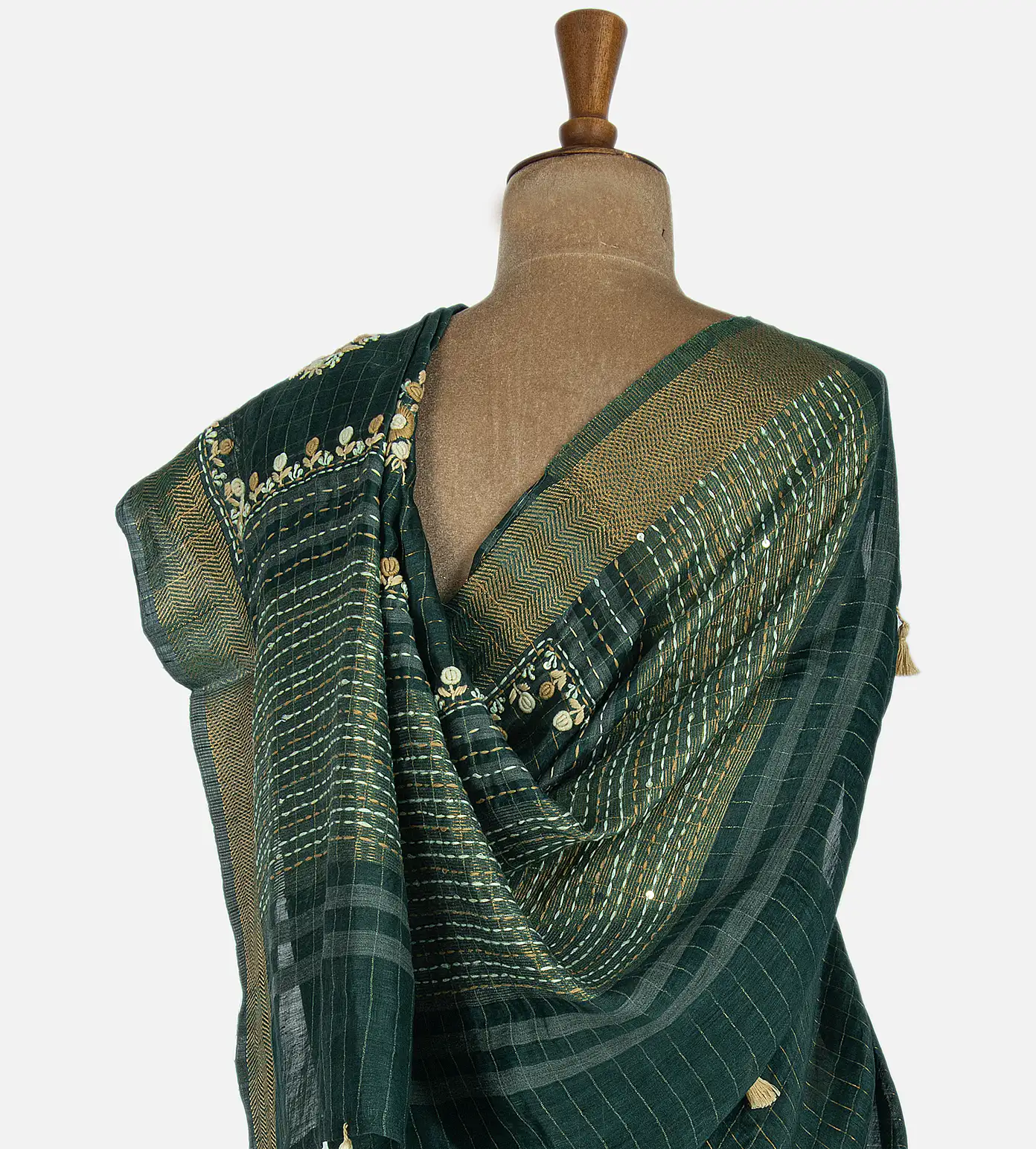 emerald-green-linen-saree-b1249609-c