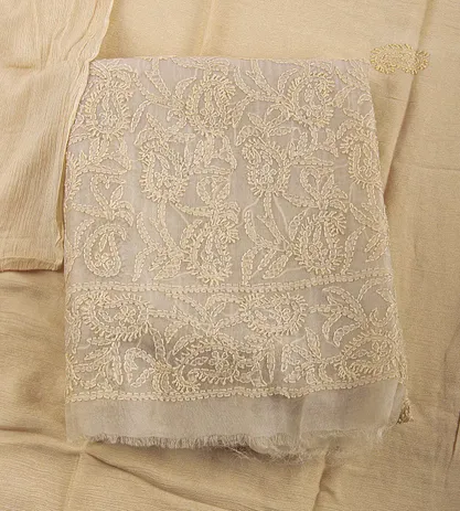 Beige Organza Embroidery Salwar1