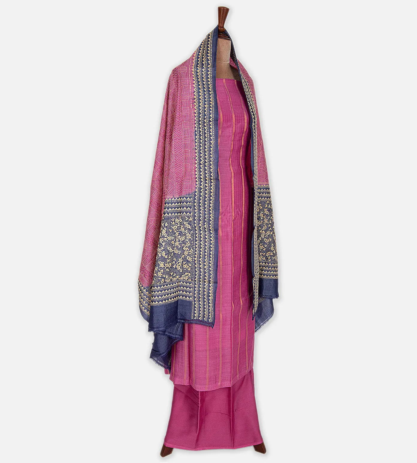 Bright Pink Tussar Embroidery Salwar3