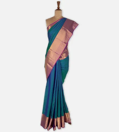 Peacock Blue Soft Silk Saree2