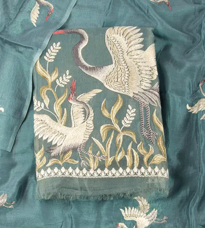 Blue Organza Embroidery Salwar1