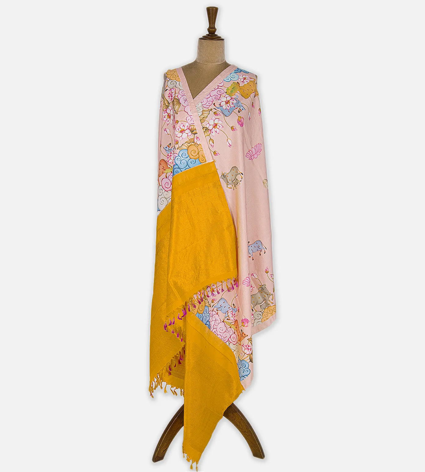 Pastel Pink Kanchipuram Dupatta2