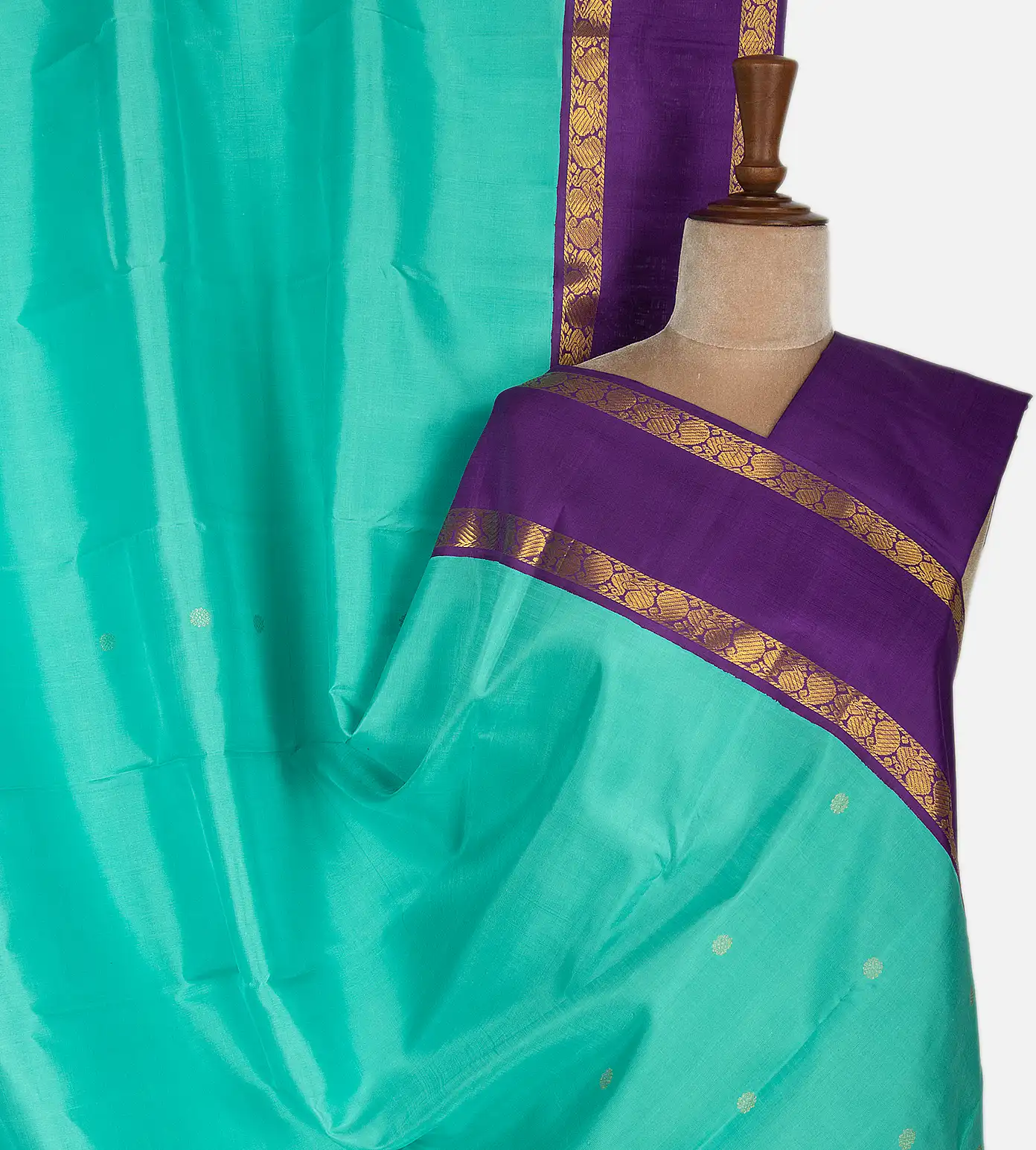 Turquoise Blue Kanchipuram Silk Saree1