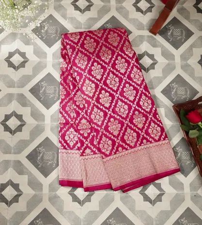 Pink Banarasi Silk Saree1