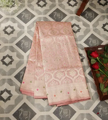 Pastel Pink Banarasi Silk Saree1