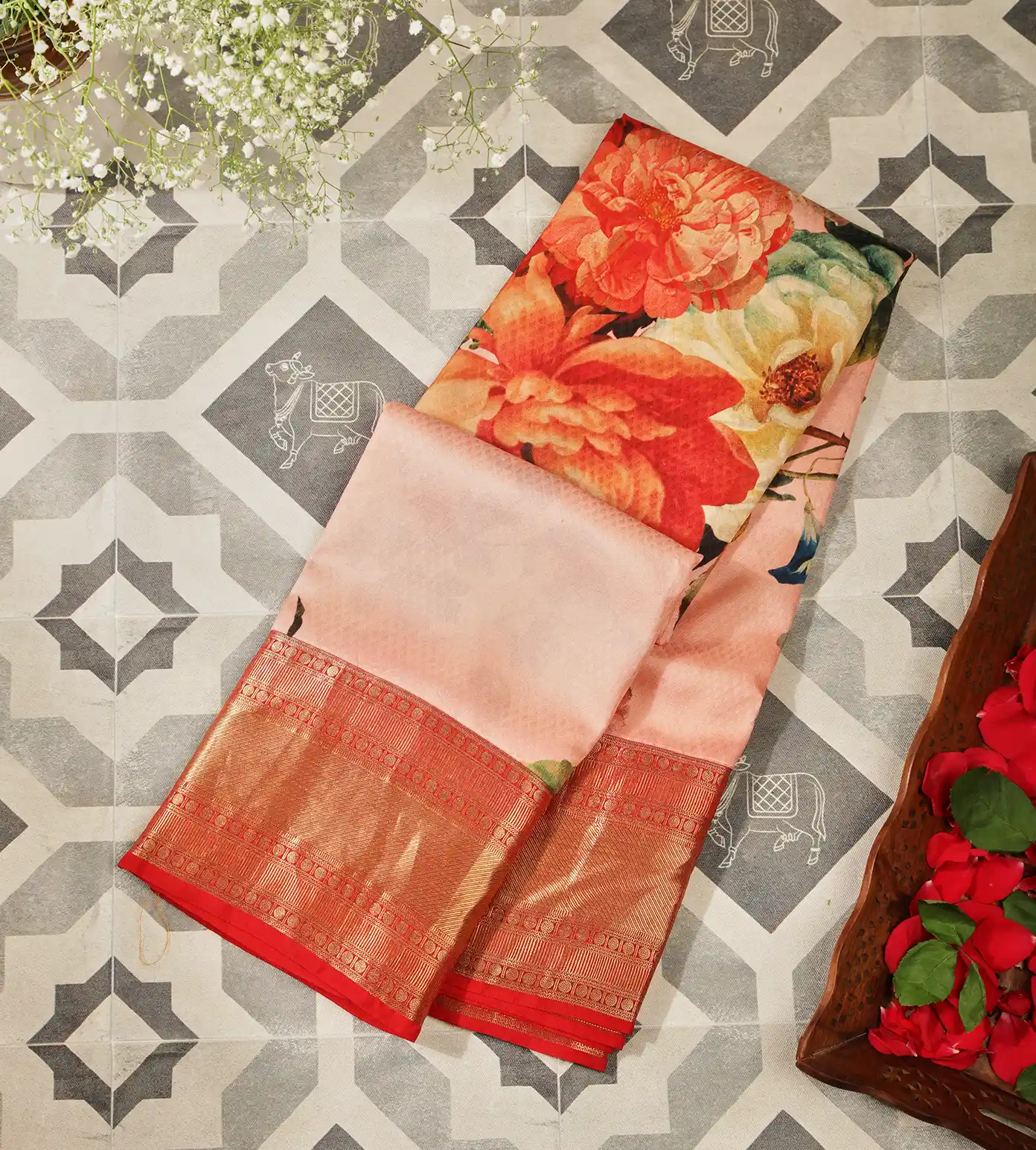 Peach Soft Silk Saree1