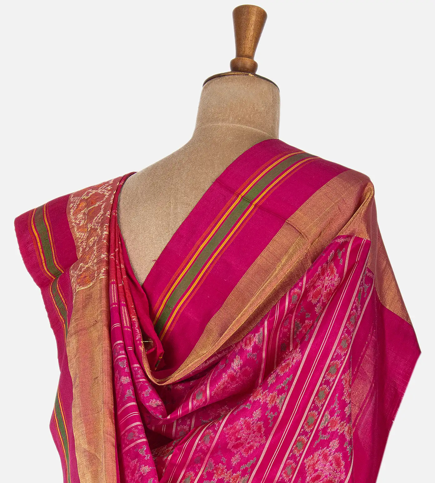 Pink Ikkat Silk Saree3