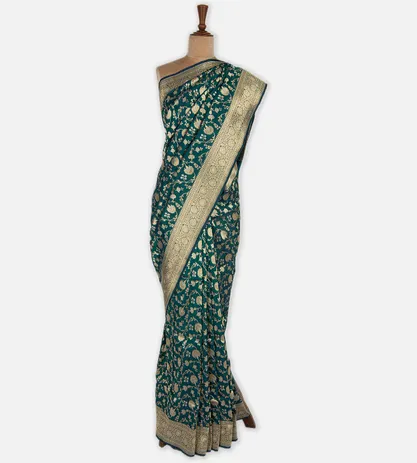 Emerald Green Banarasi Silk Saree2
